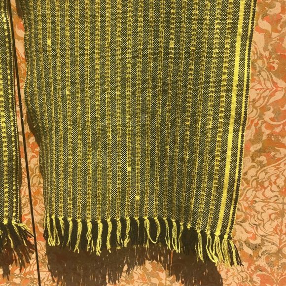 Vintage Mexican 1950s Yellow & Black Striped Weaving with Sequins - Picture 4 of 10